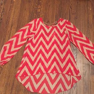Charming Charlie’s chiffon striped high-low blouse